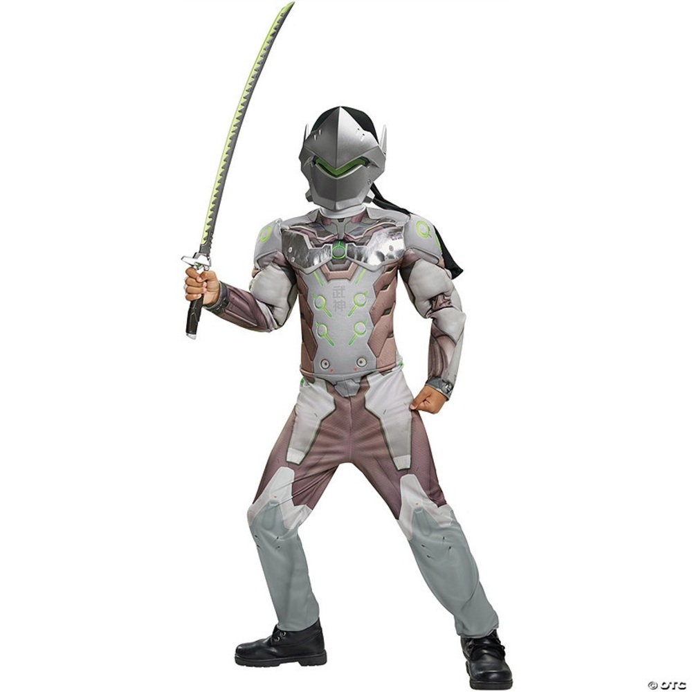 Overwatch GENJI Costume Jumpsuit Mask Padded Boy S 4-6 & M 8-10